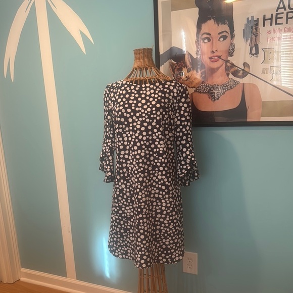 Vince Camuto Navy blue and White Polka Dot Dress - Picture 1 of 11